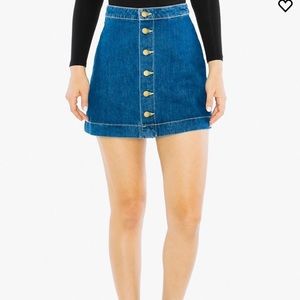 American Apparel Denim Button Front A-Line Skirt